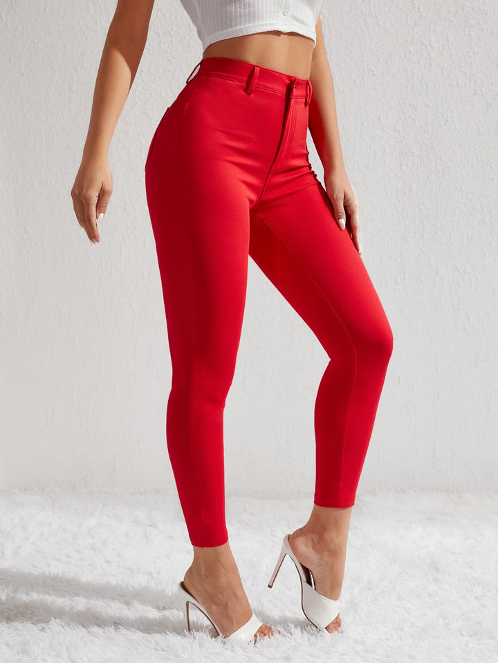 Red Coloured High Waist Skinny Denims