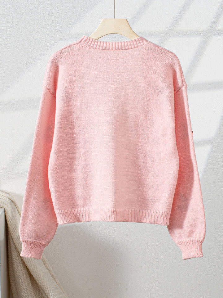 Pink Full Sleeves Embroidered Cardigan