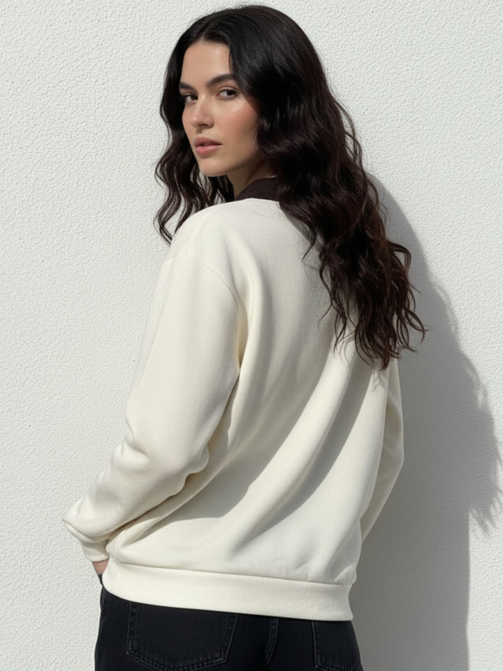 White Graphic Oversized Sweatshirt