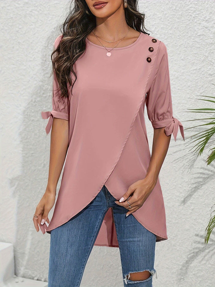 Pink Tulip Hem Shoulder Top