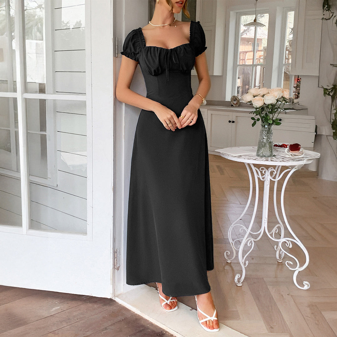 Black Off-Shoulder Bustier Fit & Flare  Dress