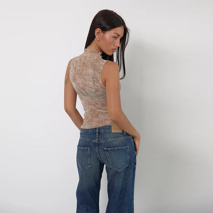 Khaki Sheer Lace Tank