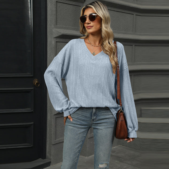 Blue Bishop Sleeve Solid Relaxed Top