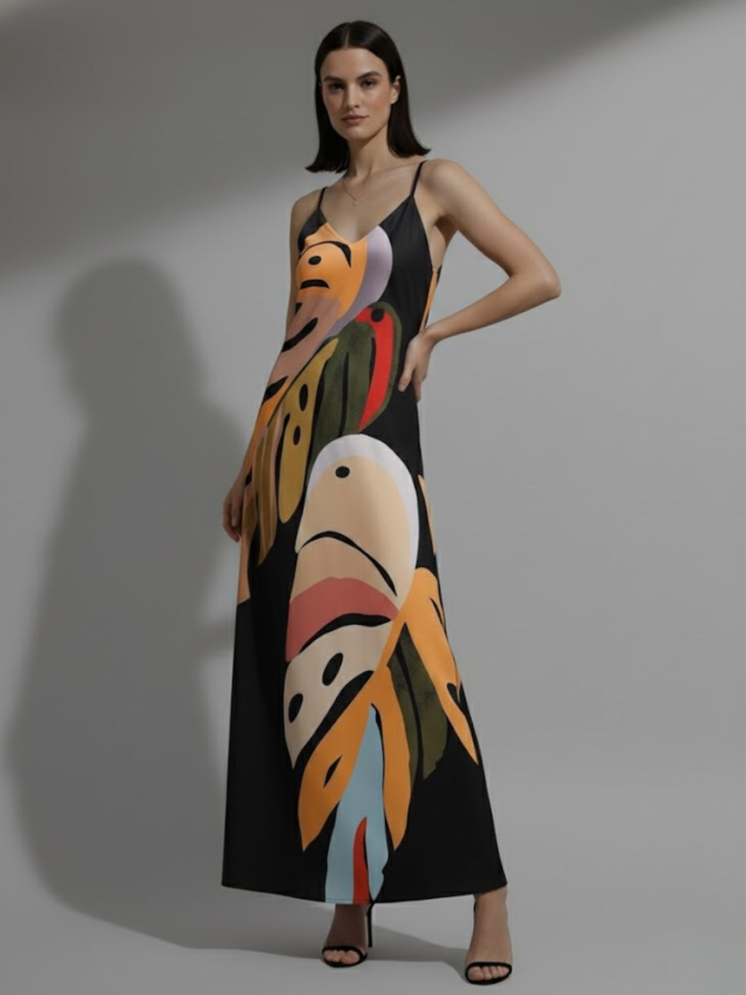 Black Bold Printed Vacation Dress