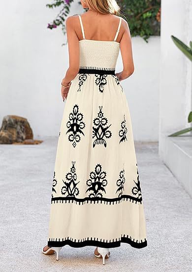 Off White Strappy Contrast Coloured Printed Dress