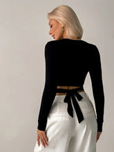 Black Full Sleeve Cut-Out Detail Back Tie-Up Top