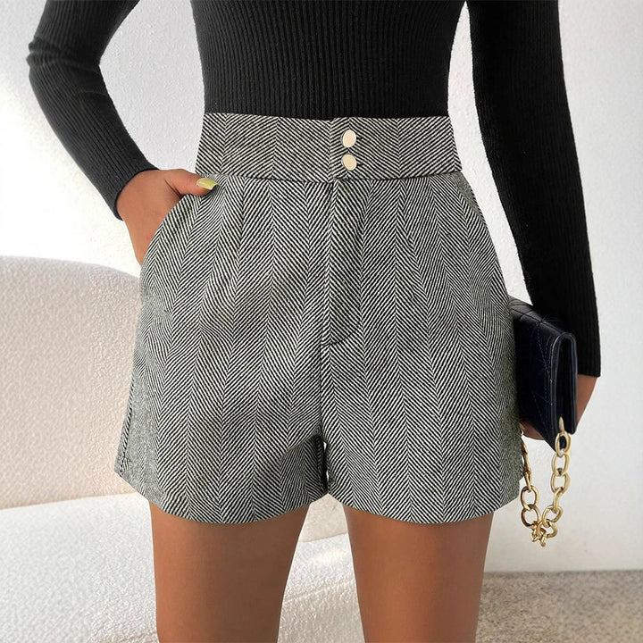 Grey Pleated Textured Shorts