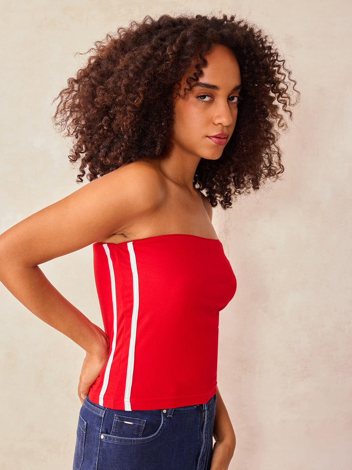 Red Tube Striped Top