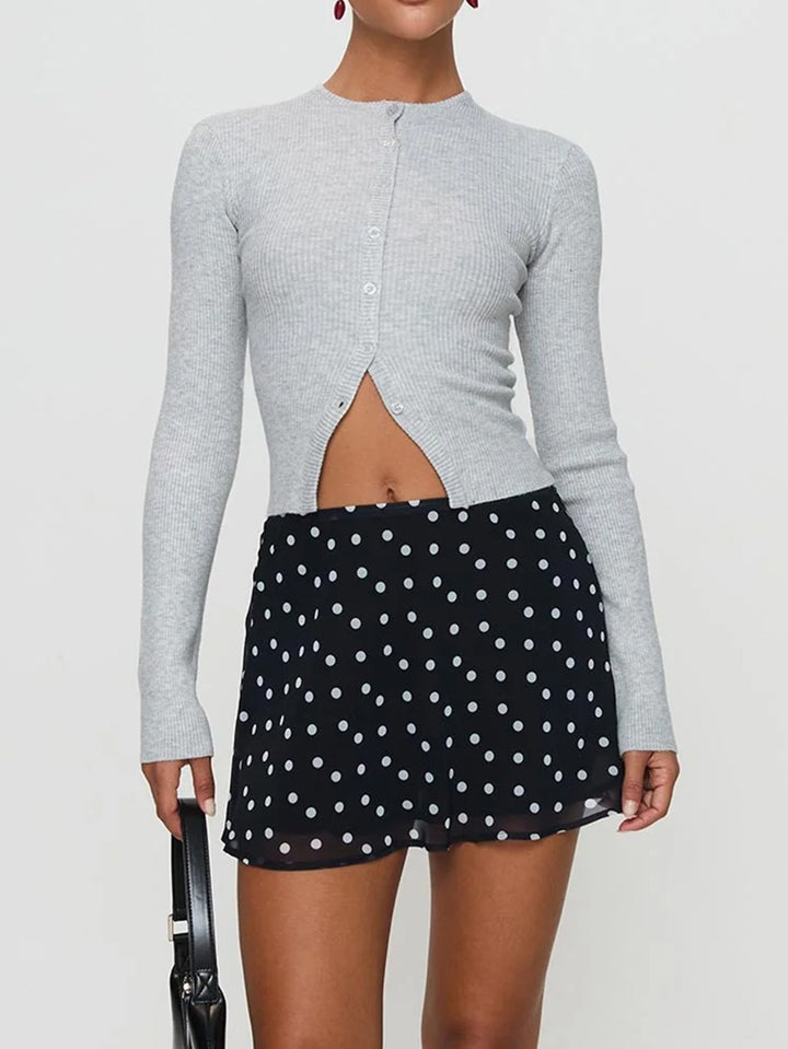 Grey Button Down Cardigan With V Notch