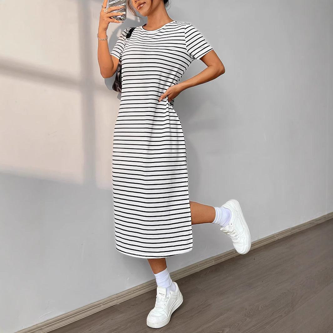 White Tshirt Dress With Side Slit