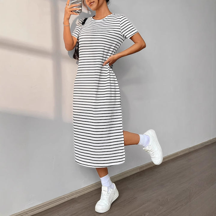 White Tshirt Dress With Side Slit