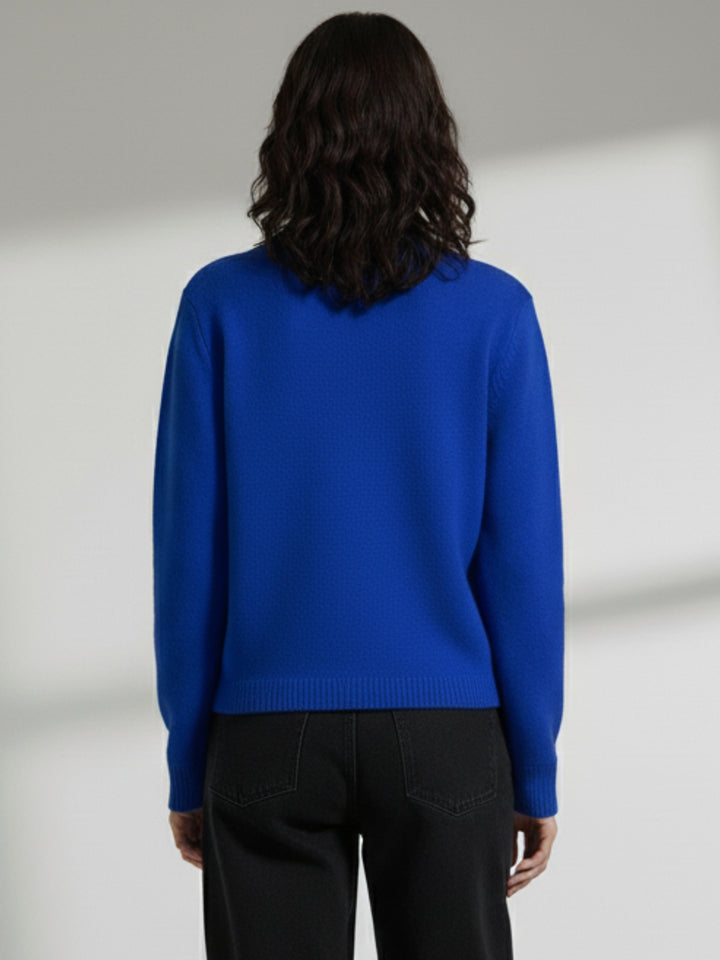 Blue Full Sleeve Printed Sweater