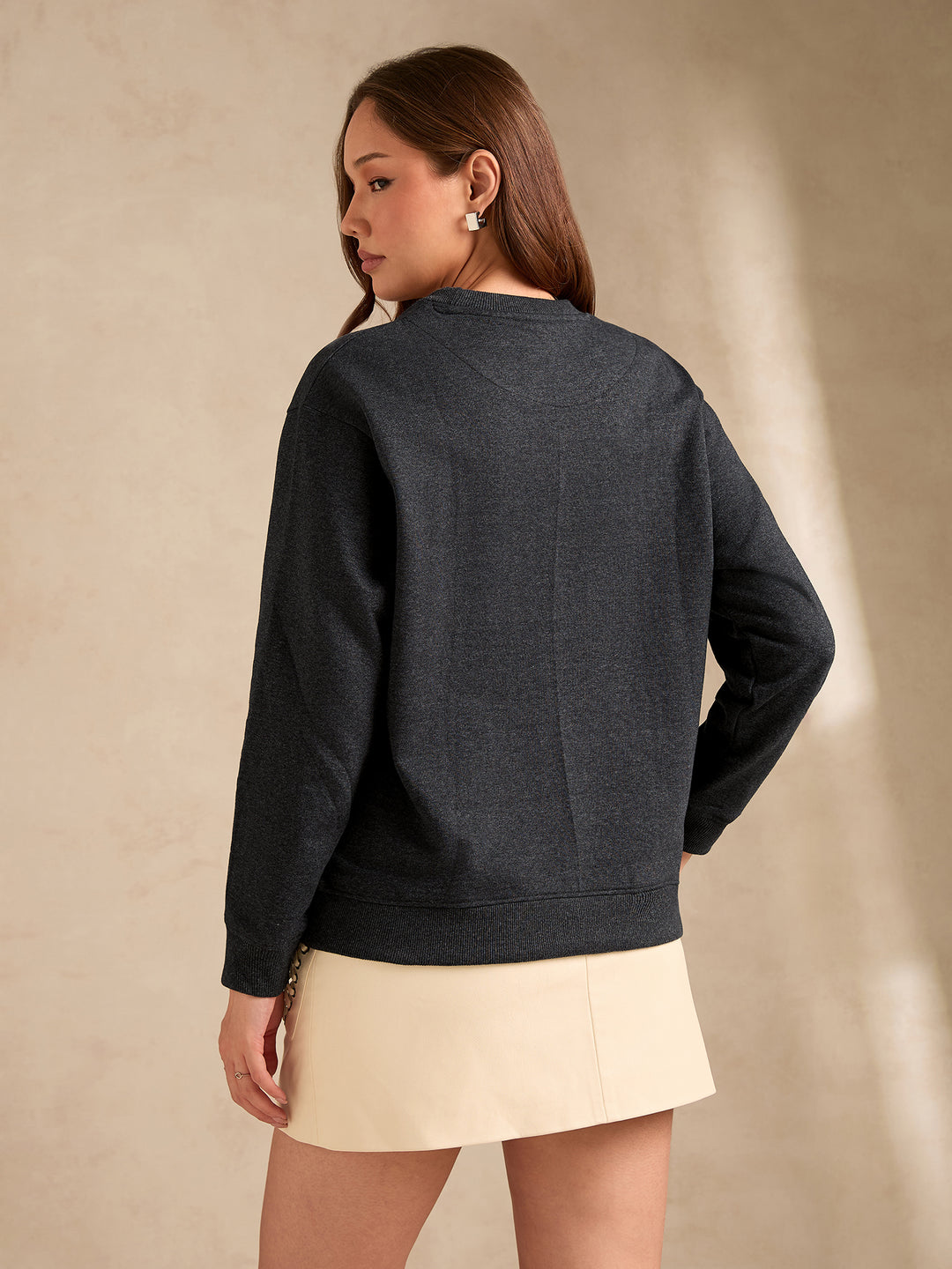 Charcoal Studded Relaxed Sweatshirt