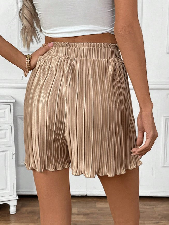 Beige Pleated Shorts