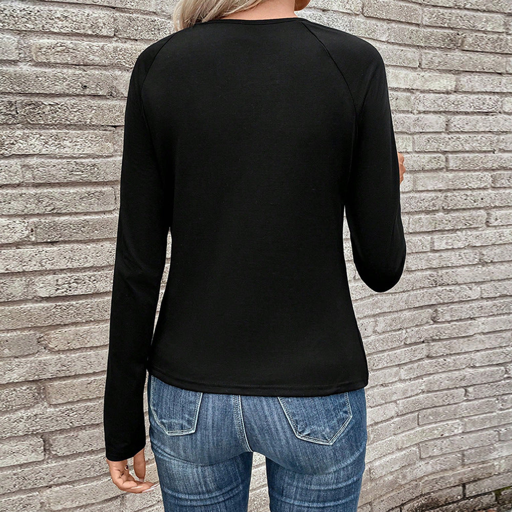 Black Full Sleeve Cut Out Knot Detail Top