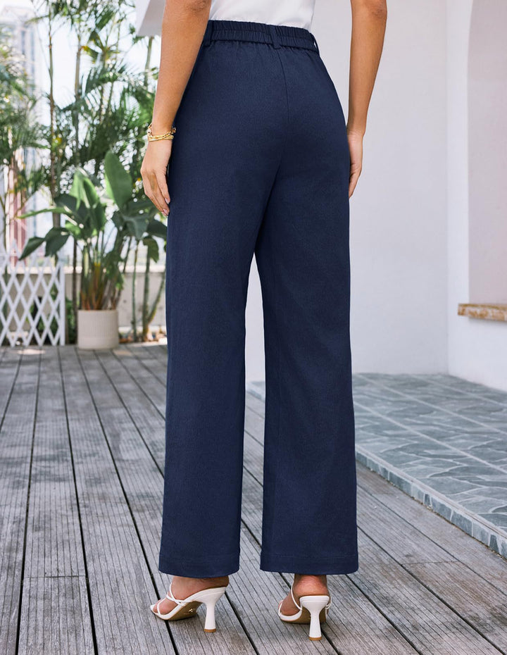 Navy Blue Front Pockets Straight Leg Trouser