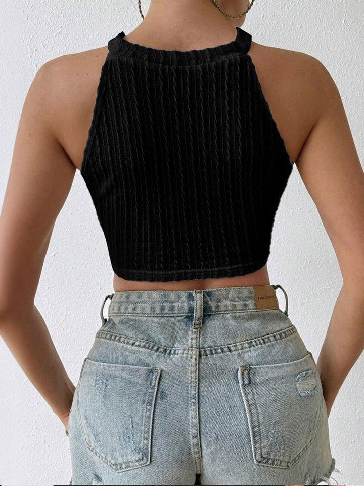 Black Sleeveless Trim Detail Top