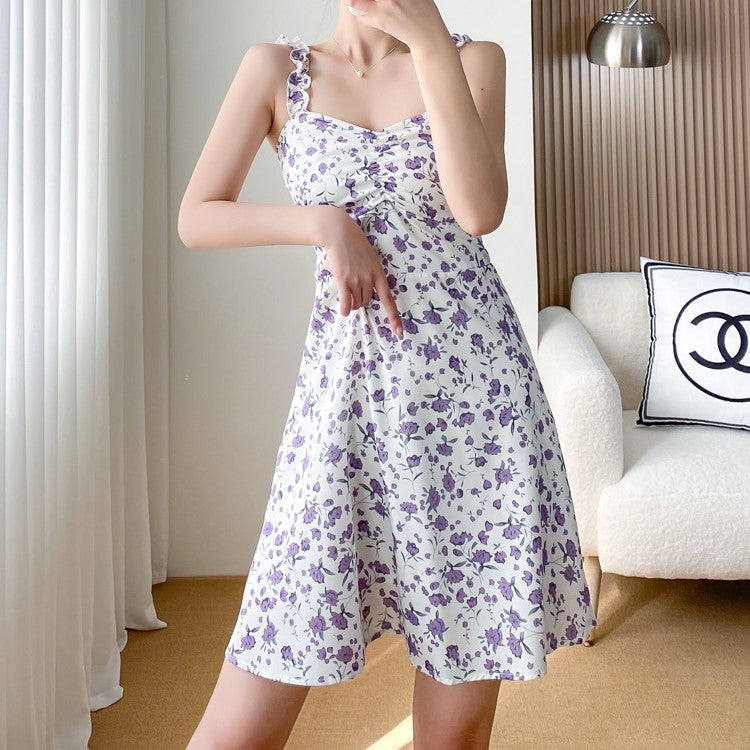 Purple Fit And Flare Ruched Mini Dress
