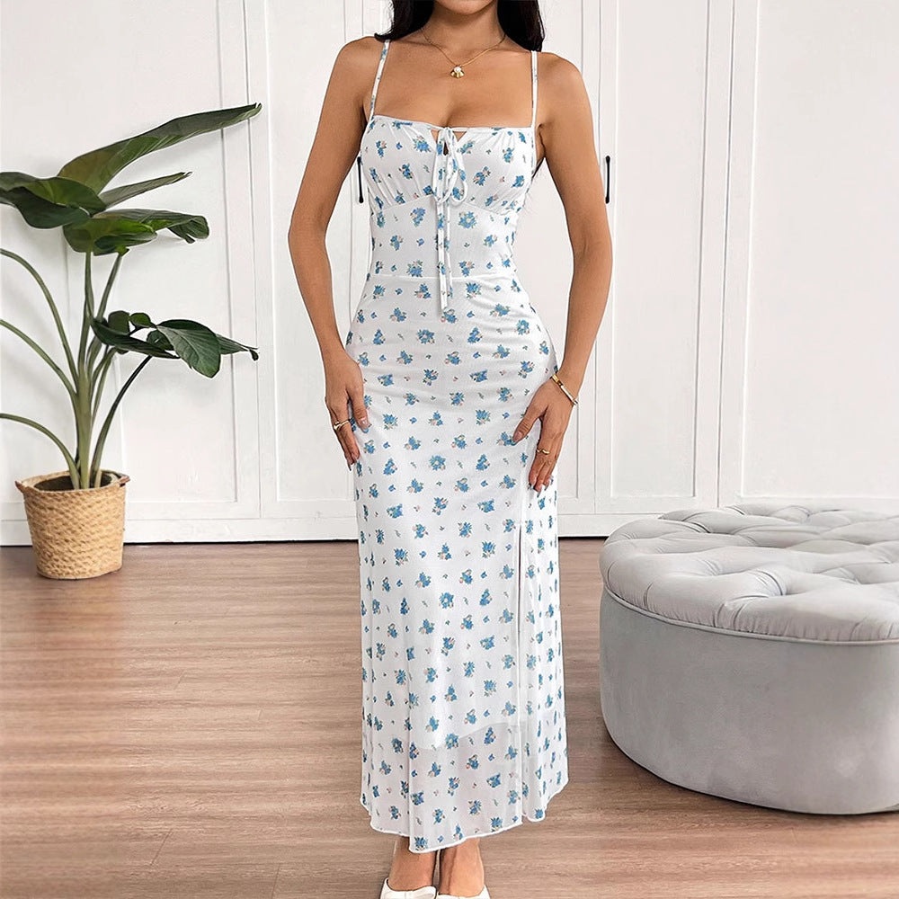 Multi Strappy Printed Maxi Dress