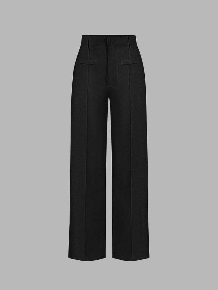 Black Wide Leg Solid Trousers