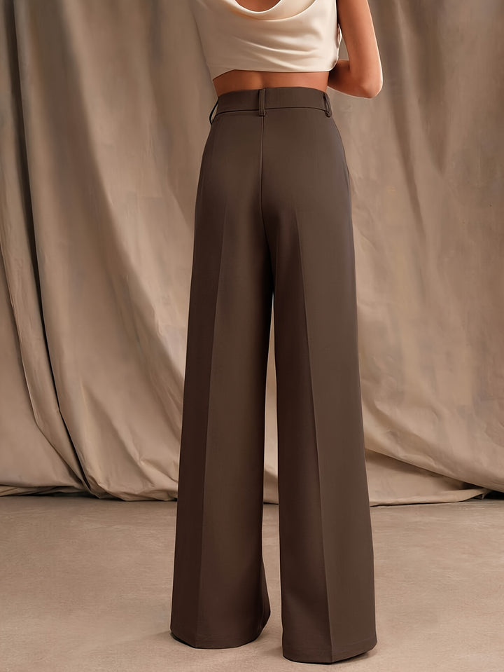 Brown High Waist Wide Leg Trouser