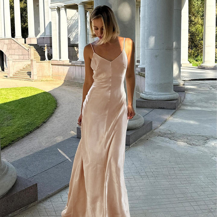 Cream Noodle Strap Maxi Dress