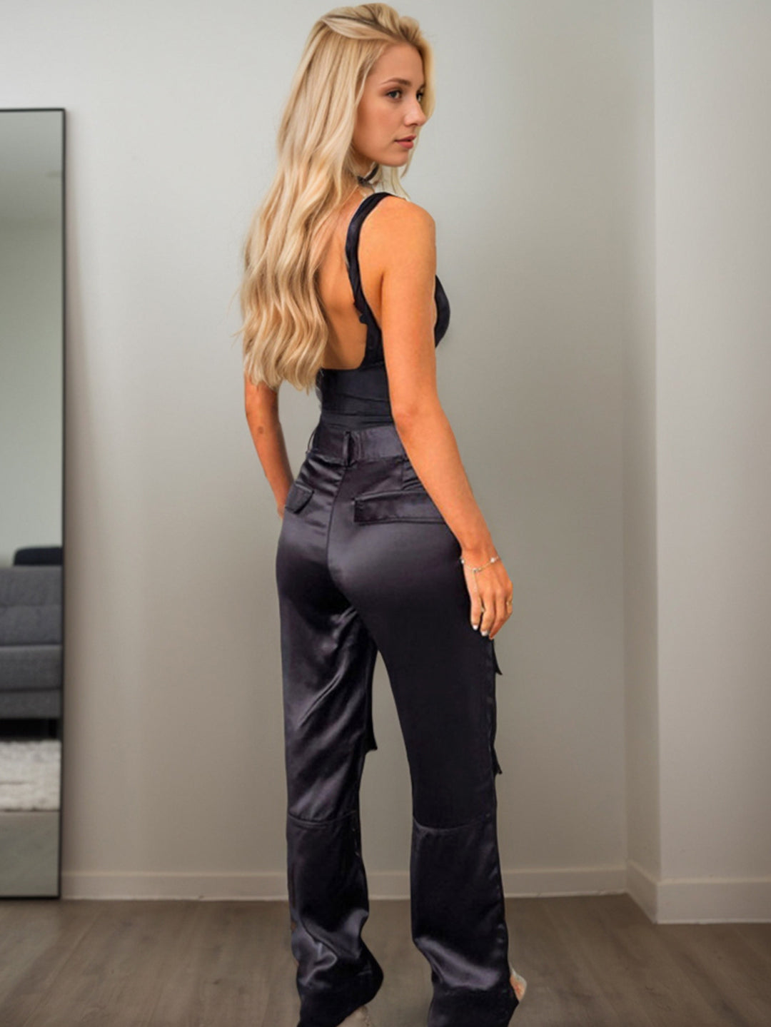 Black Twisted Shoulder Strap Top