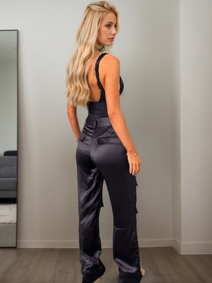 Black Twisted Shoulder Strap Top