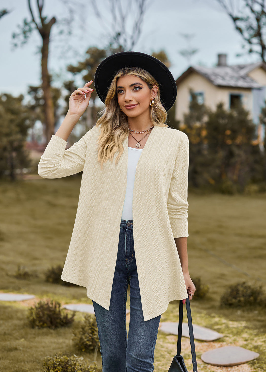 Cream Solid Textured Shrug