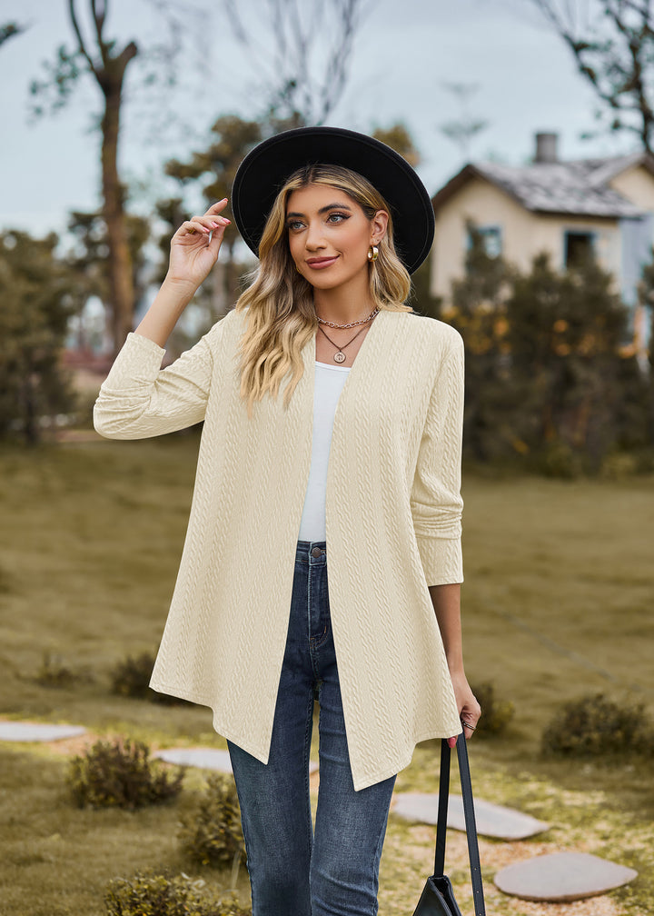 Cream Solid Textured Shrug