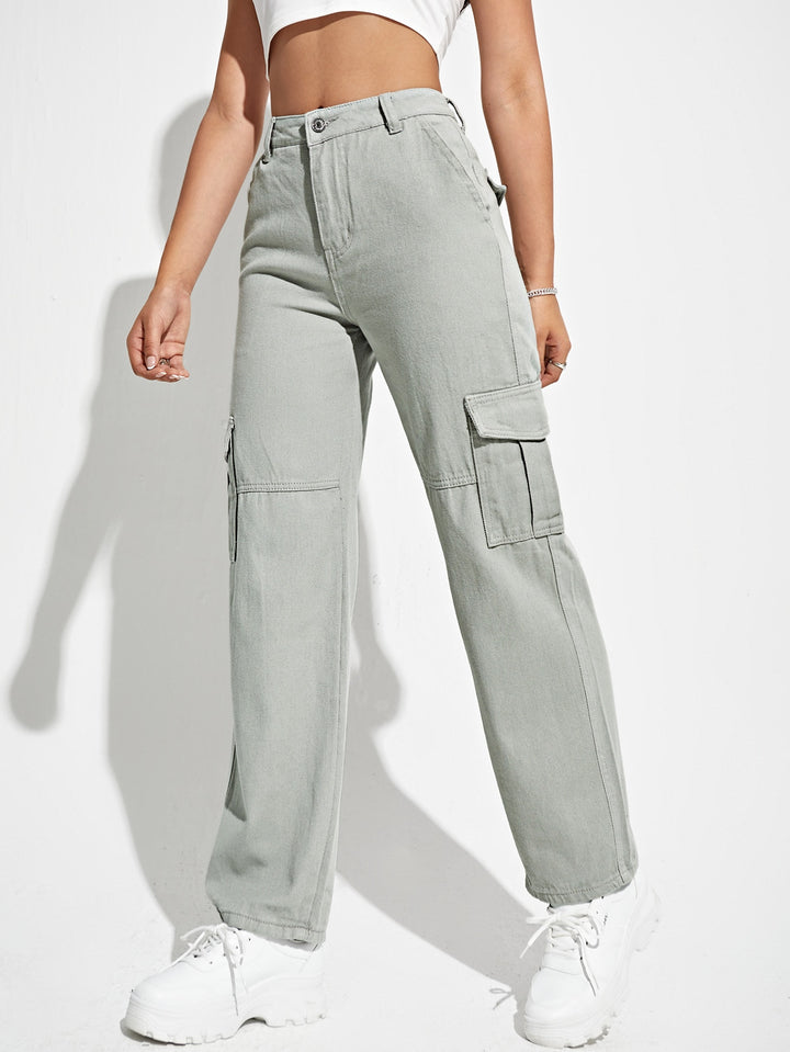 Grey Cargo Pocket Detailed Jeans