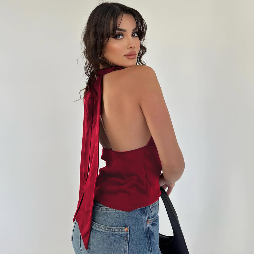 Burgundy Hallter Neck Camisole