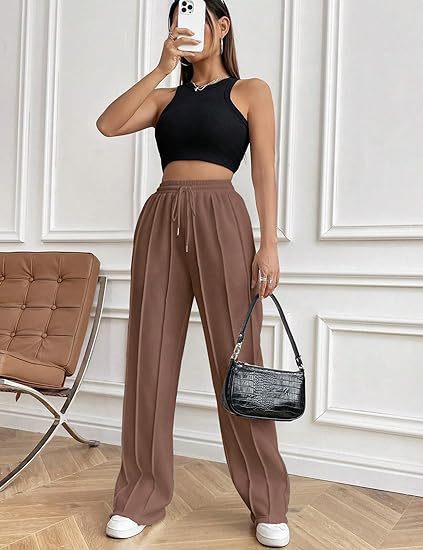 Brown Elasticated Regular Fit Drawstring Joggers