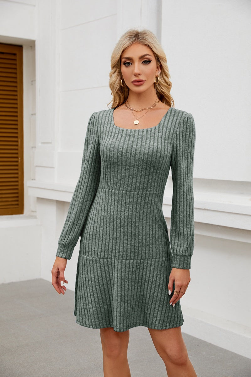 Olive Wide Spaced Rib Mini Dress