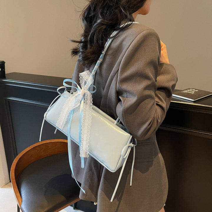 Blue Lace Bow Shoulder Bag