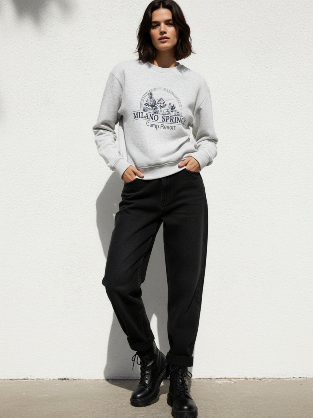 Grey Graphic Oversized Sweatshirt
