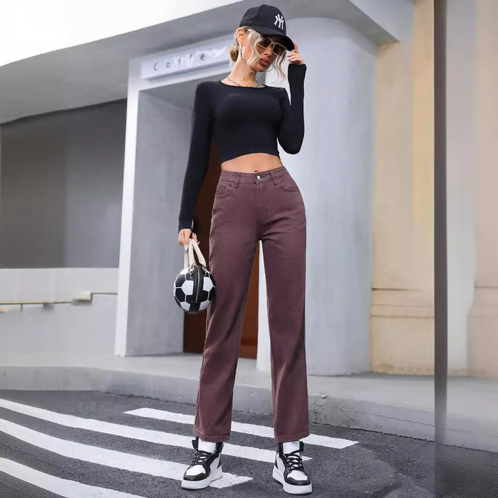 Brown Coloured Staight Fit Denim
