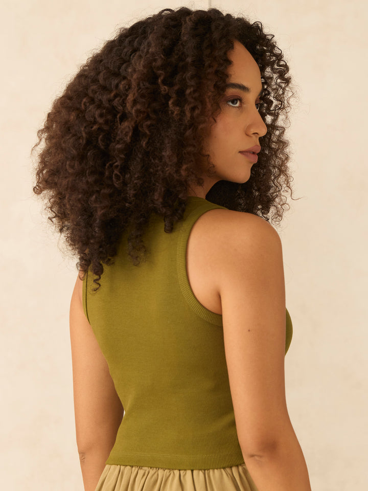 Green Ribbed Tank Top