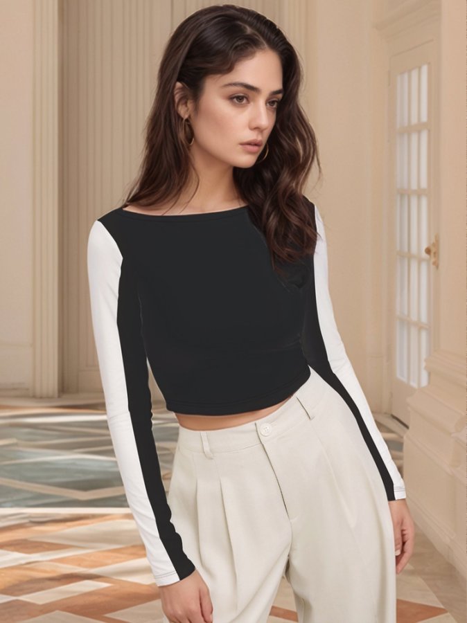 Black Full Sleeve Side Panel Top