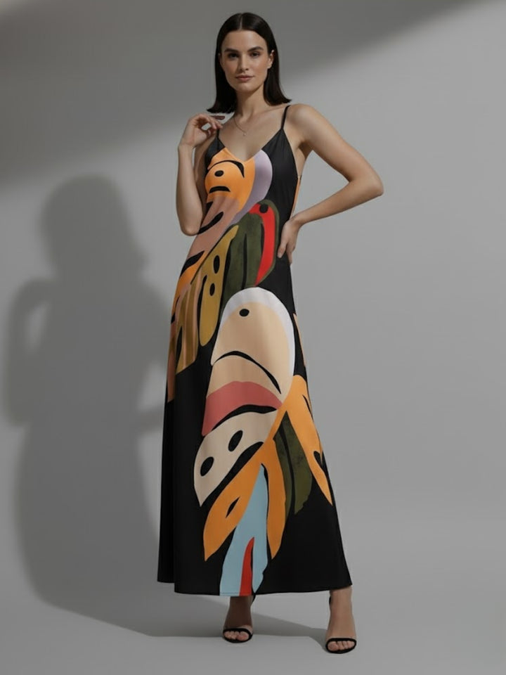 Black Bold Printed Vacation Dress