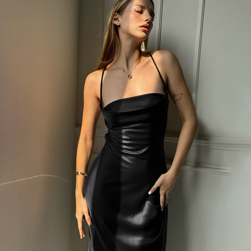 Black Cowl Neck Slip Maxi Dress