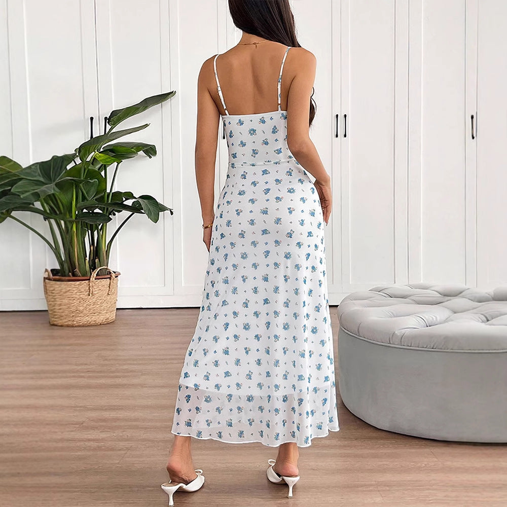 Multi Strappy Printed Maxi Dress