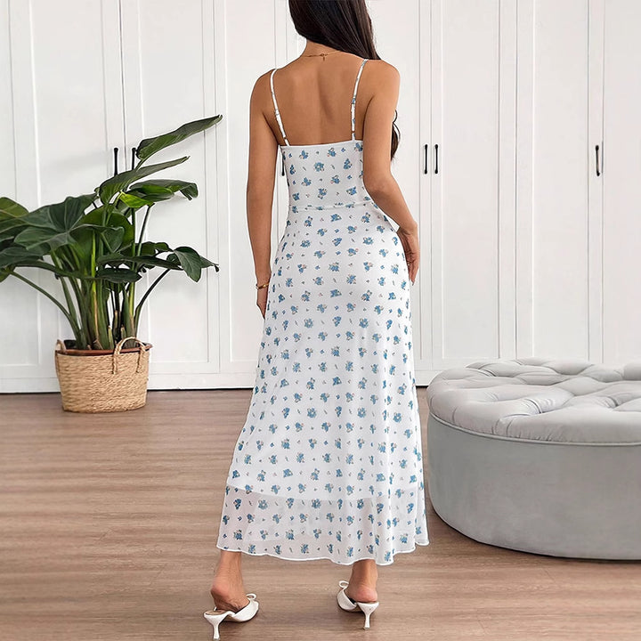 Multi Strappy Printed Maxi Dress