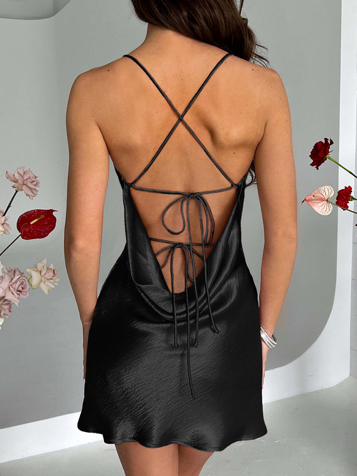 Black Strappy Back Tie Up Dress