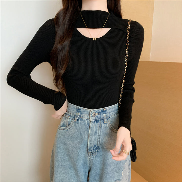 Black Cut Out Flat Knit Top