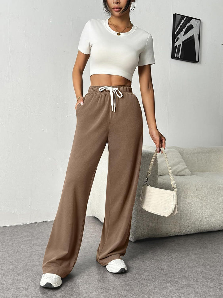 Brown Waist Tie Up Sweatpant