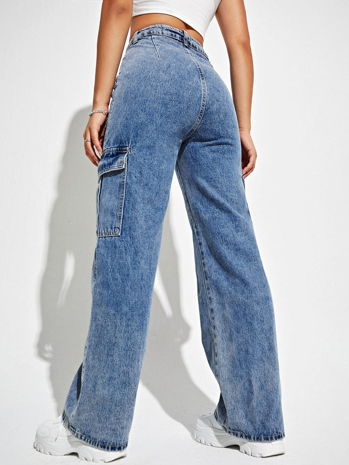 Blue Cargo Pocket Detailed Jeans