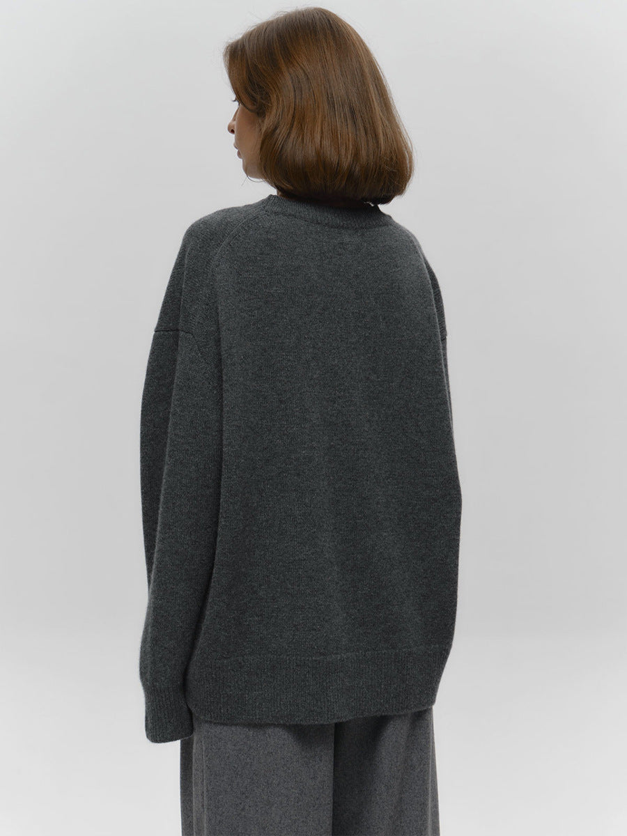 Charcoal High Neck Oversized Solid Sweater