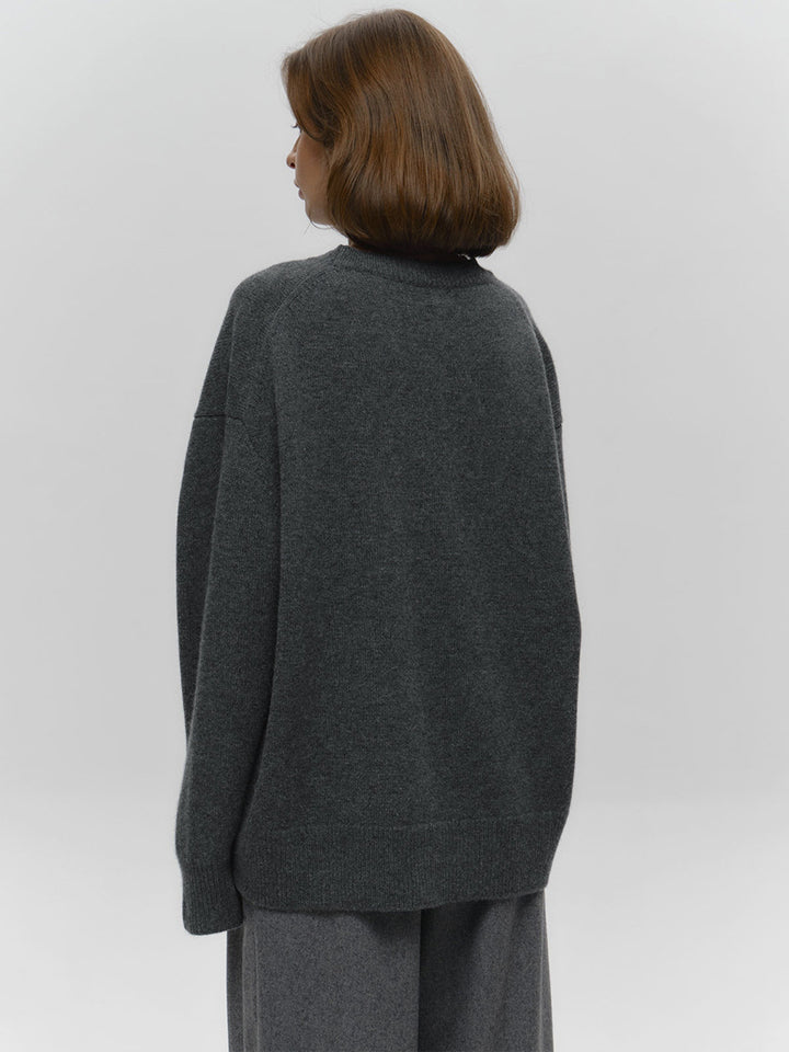Charcoal High Neck Oversized Solid Sweater