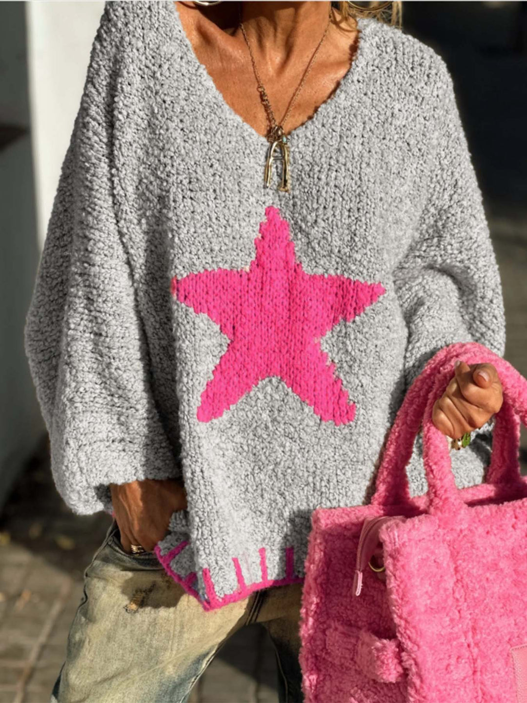 Grey Full Sleeves Printed Cardigan